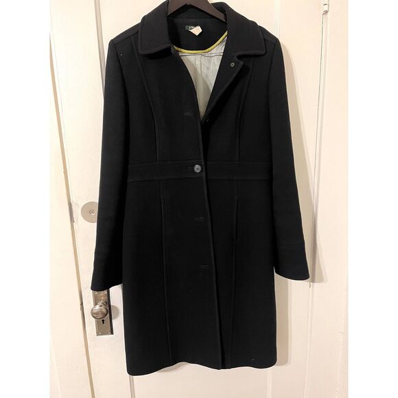 JCREW Classic Lady Day Coat Black Italian Double Cloth Wool 14T Tall T14 79204 - Picture 1 of 6